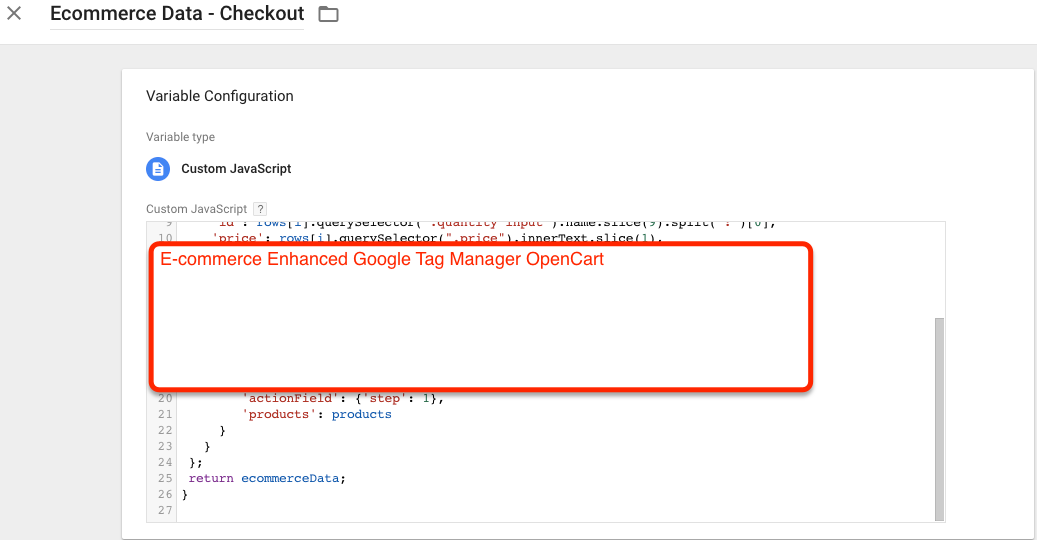 OpenCart Google Tag Manager Ecommerce Tracking