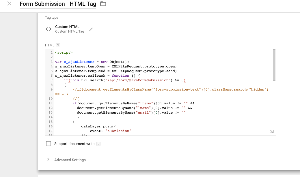 Custom HTML Squarespace form Submission using Google Tag Manager